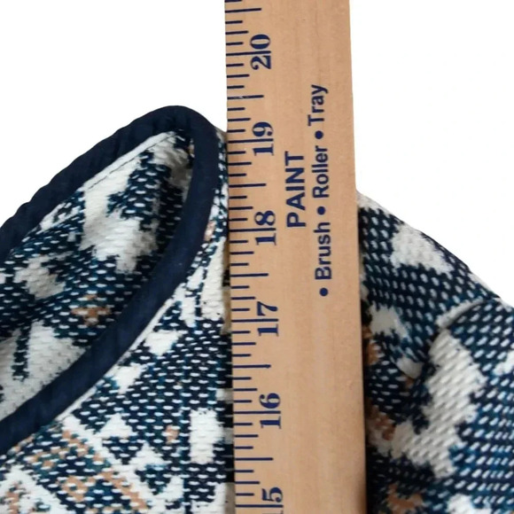 H&M Women's Sz 2 Open Front Blue Blazer Linen Aztec Boho Casual Career - Picture 5 of 8